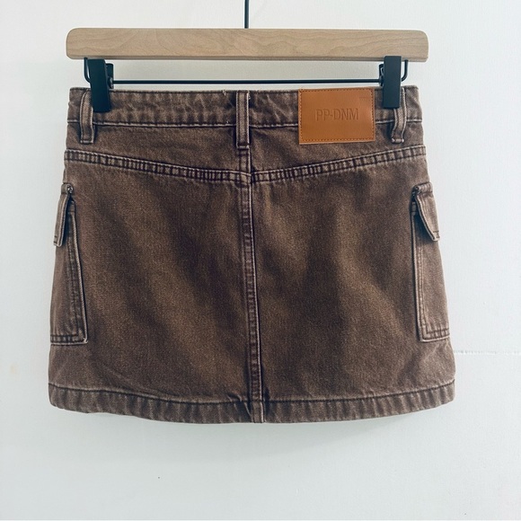 Princess Polly Zakai Cargo Denim Mini Skirt, Brown, Women’s Size 2, NWT - Picture 5 of 16